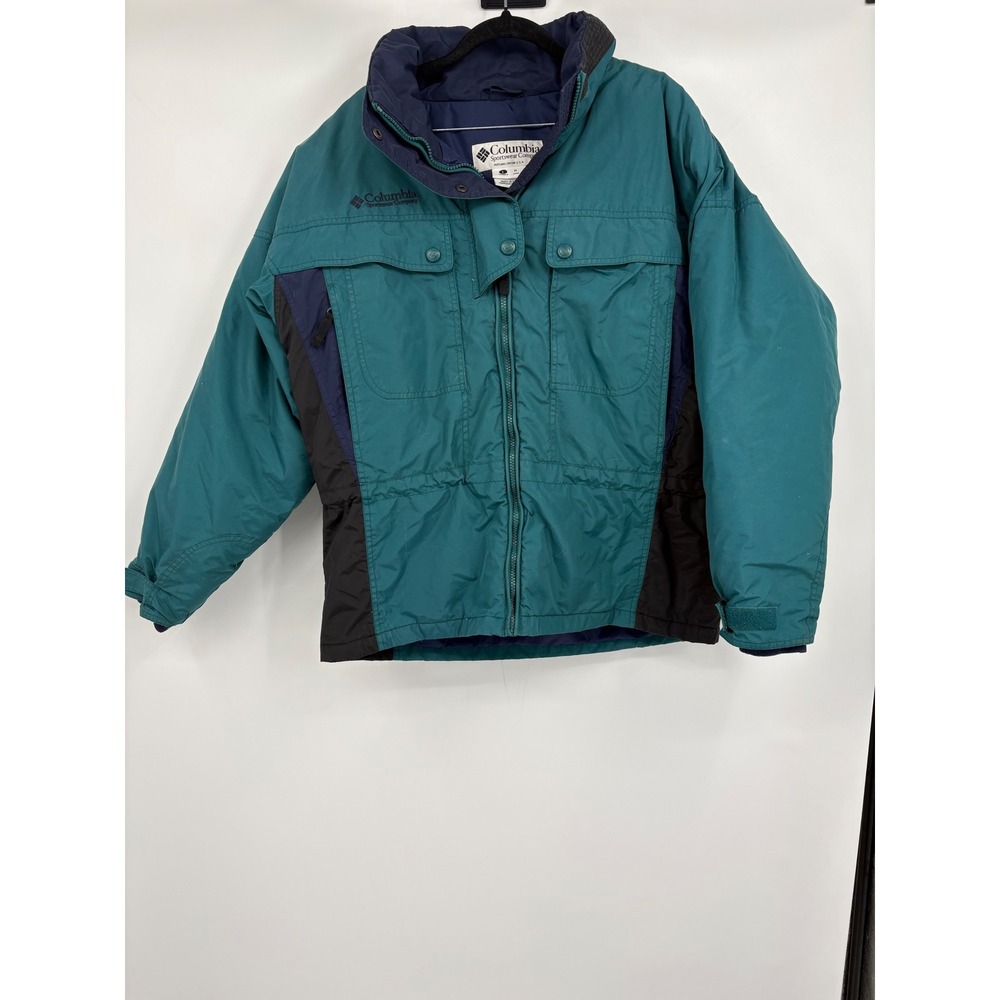 Vintage Columbia Sportswear Teal Colorblock Winter Jacket Parka Womens Large L